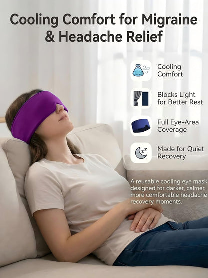 Cooling Gel Eye Mask for Puffy Eyes, Migraine & Headache Relief, Full Eye-Area Cold Compress for Eyes & Temples, FSA Eligible HSA Reusable Eye Ice Pack for Swelling & Post-Surgery Recovery