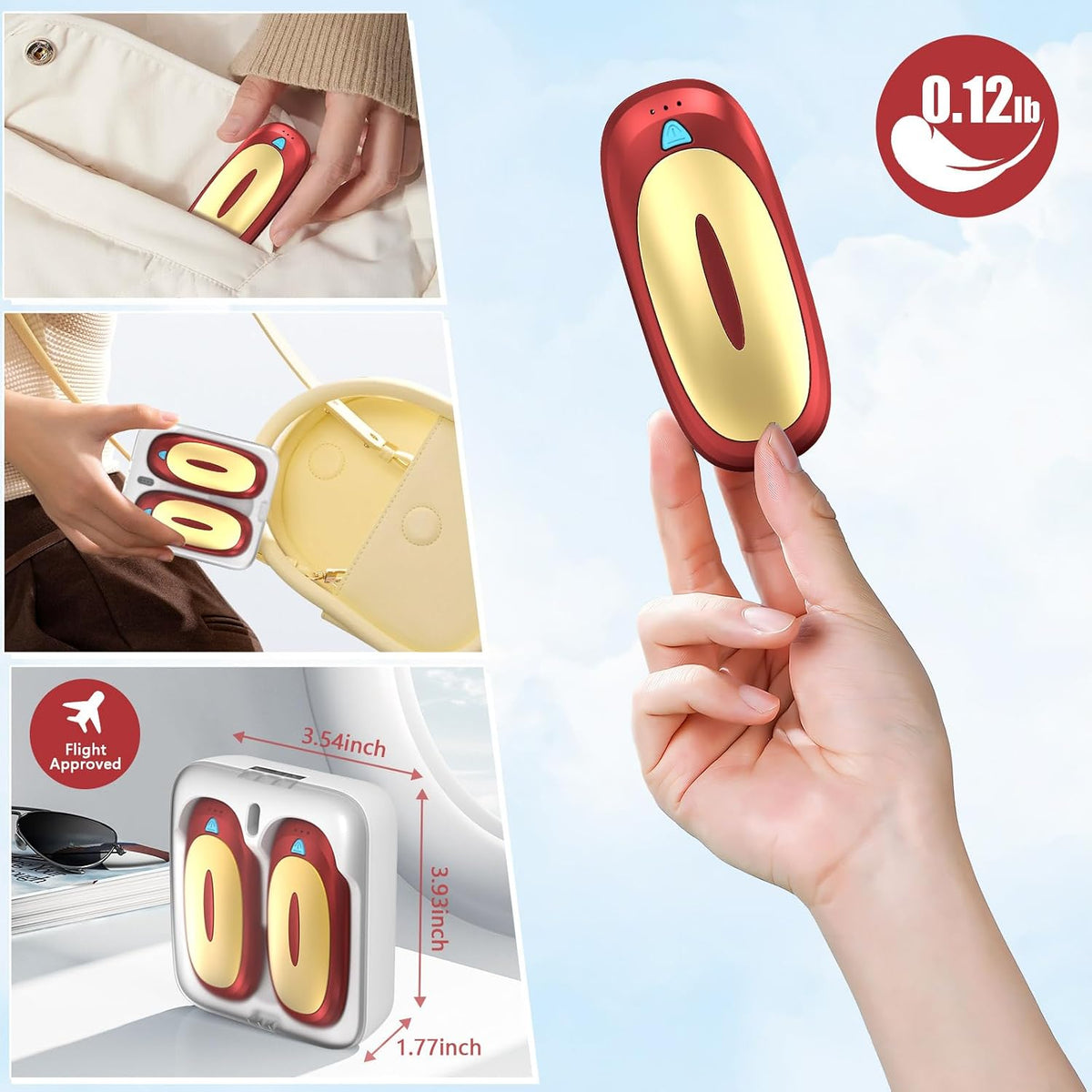 Electric Hand Warmers Rechargeable 2 Pack with Charging Case