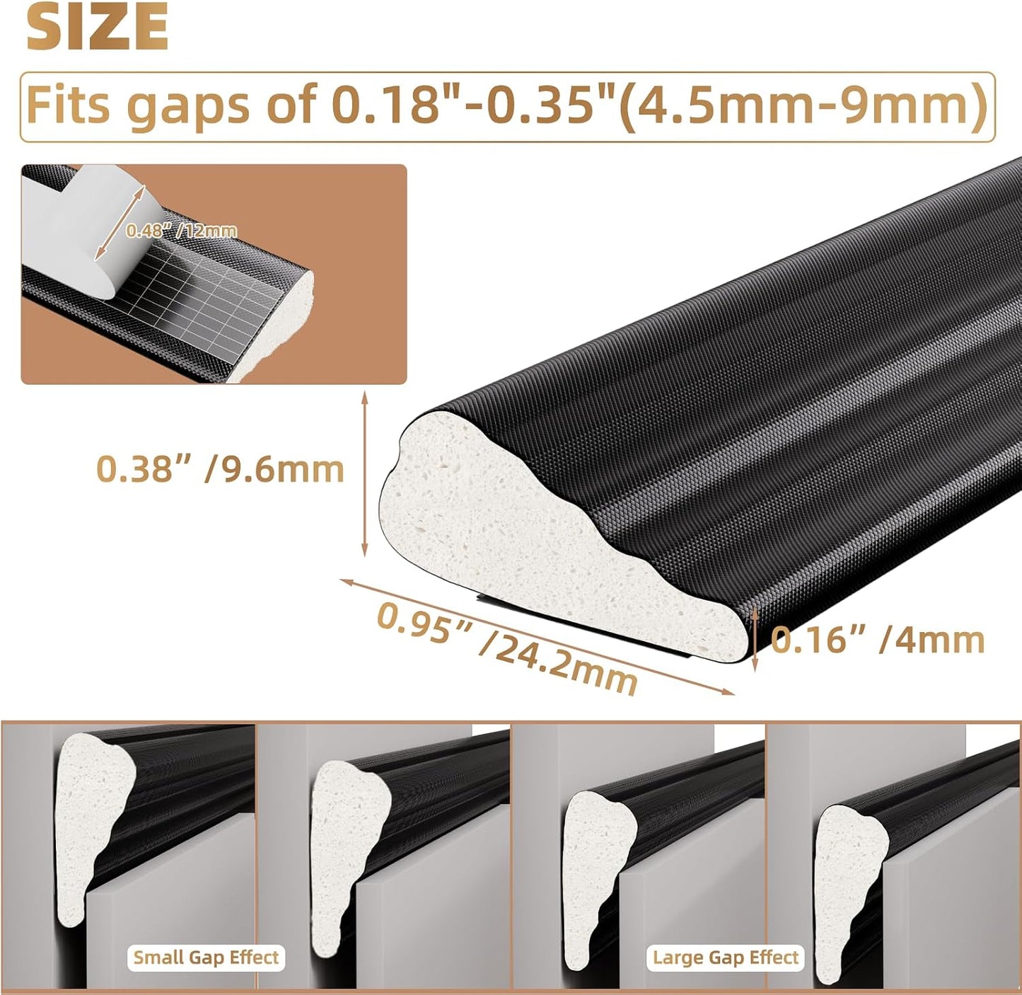 Kneelisa 118” Wedge-Shape Foam Window Weather Stripping Door Seal | Soundproofing Frame Winter Insulation Strip,Noise Cancelling Window Inserts,Door Gap Filler Light Blocker,White