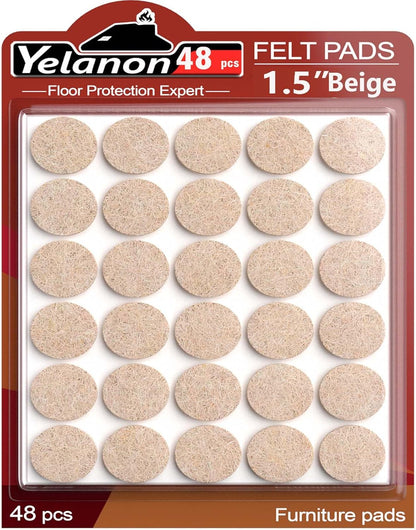 Felt Furniture Pads -56 Pcs(1+2)” Premium Felt Pads for Chair Legs Furniture, Floor Protectors for Hardwood Floors,Brown