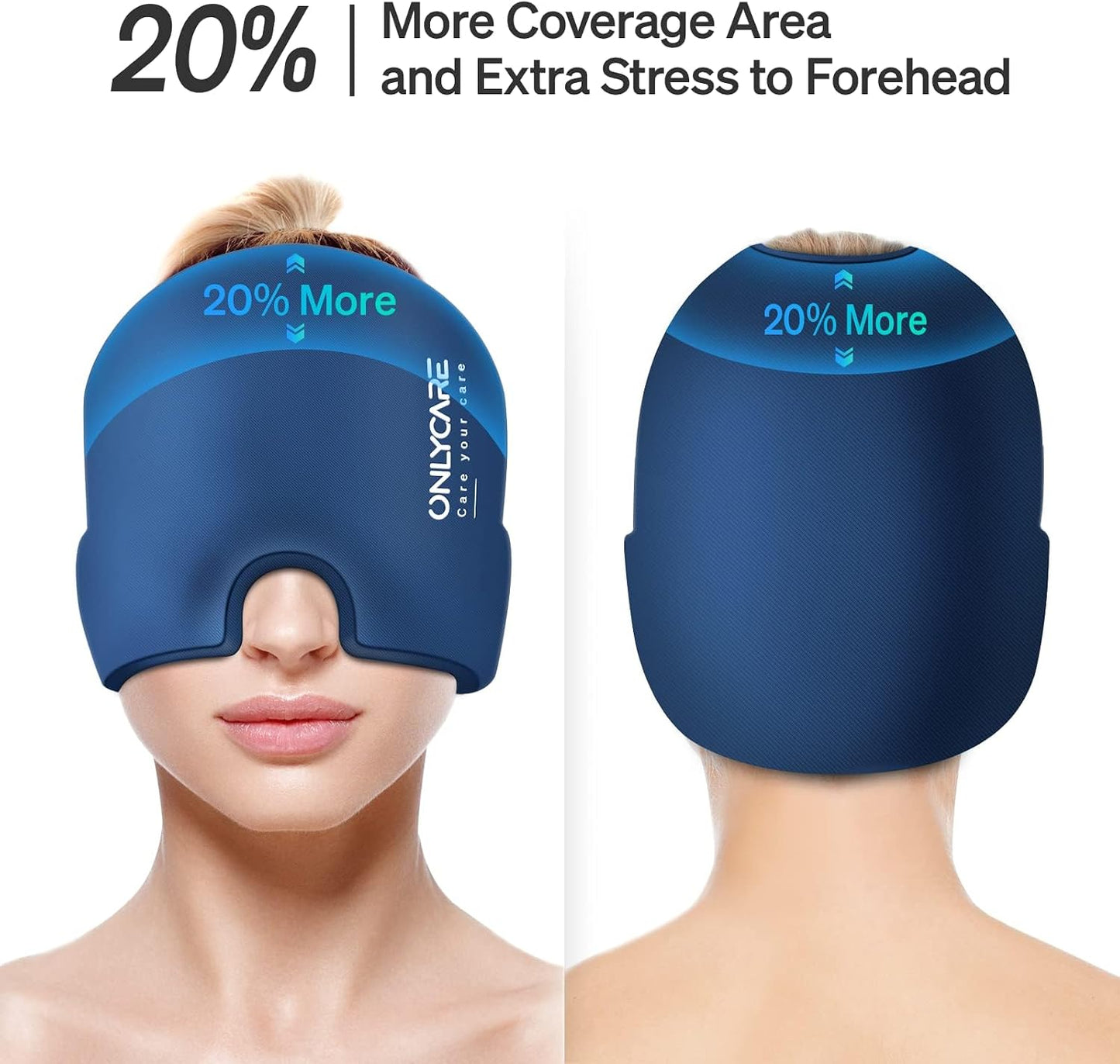ONLYCARE Migraine Relief Cap, Headache Relief Cold Cap for Migraine Relief | Soothing Headache Ice Face Pack Mask, Cold Compress Head Wrap for Sinus, Tension, Stress, Hangover, Self Care Gifts for Women