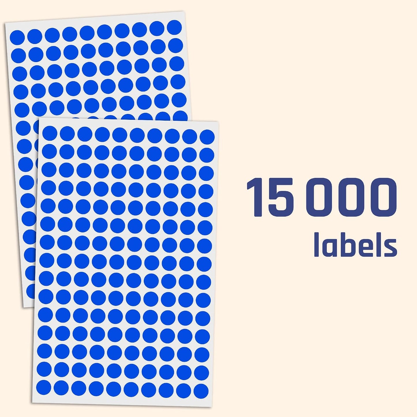 3000 Pieces, Small Colored Dot Round Stickers Labels - 10 Colors, 0.375"