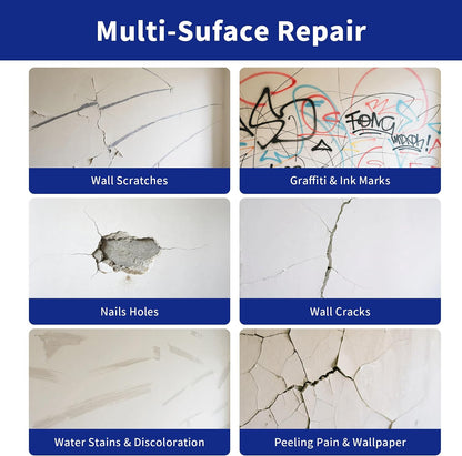 Drywall Patch Repair Kit - Drywall Repair Kit for Wall Texture, Holes, Cracks, Graffiti & Stains, Patches/Scrapers/Sandpaper/Texture Sponge/Putty Knife, Formaldehyde-Free, White (8.8oz)