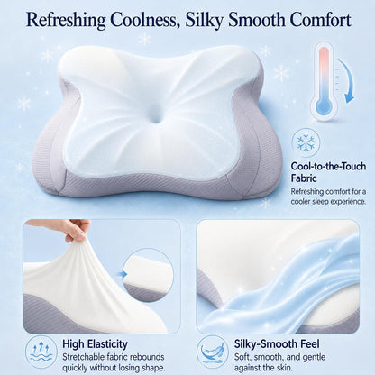 Pain Relief Cervical Neck Pillow for Sleeping, Ergonomic Pillow Cozy Sleeping, Odorless Memory Foam Pillow for Side Back Stomach Sleepers