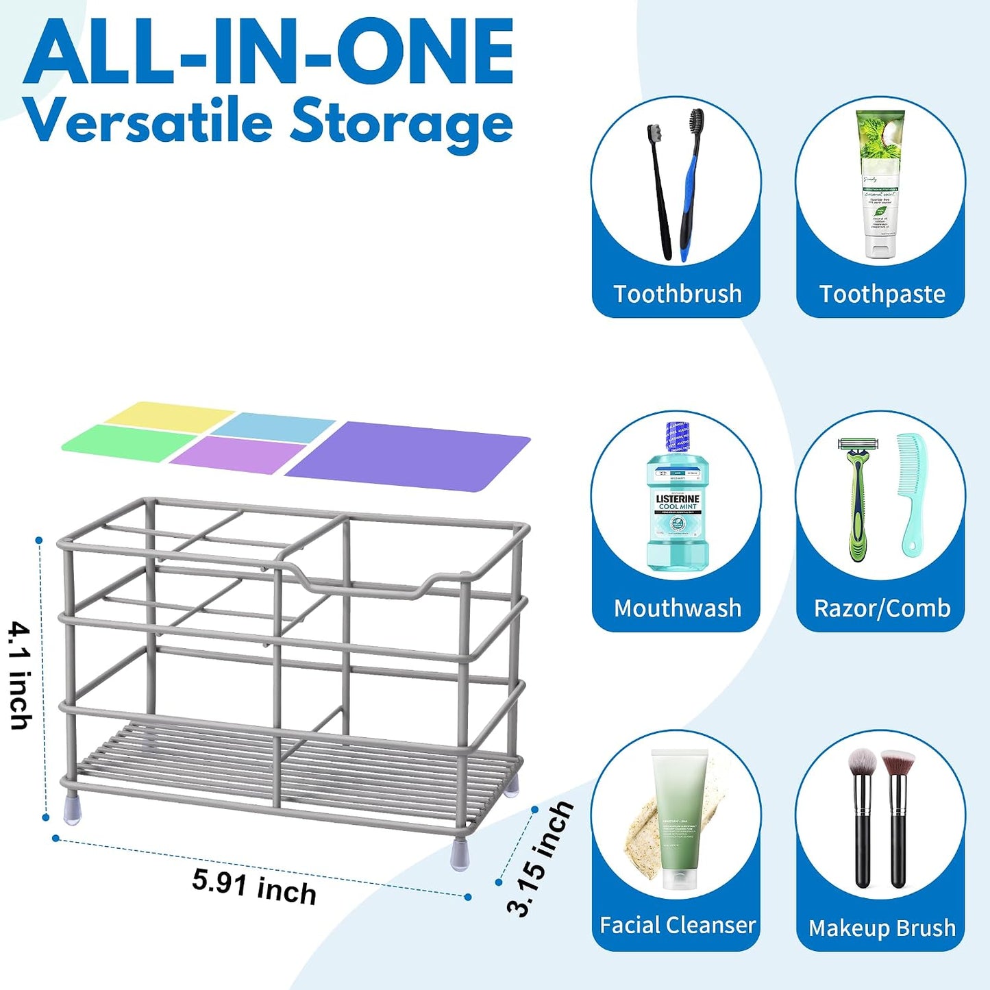Electric Toothbrush Holders for Bathrooms 304 Stainless Steel Quick Drying | Upgrade Heavy Duty Sturdy Durable Toothpaste Holder Bathroom Organizer Storage Decor Accessories Tooth Brush Holder Caddy