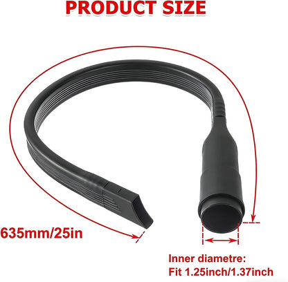 Dryer Vent Vacuum Hose Attachment, Flexible 25 Inch Crevice Tool for Lint Removal and Deep Cleaning, Flat Narrow Nozzle Fits 1-1/4" and 1-3/8" Vacuum Hoses