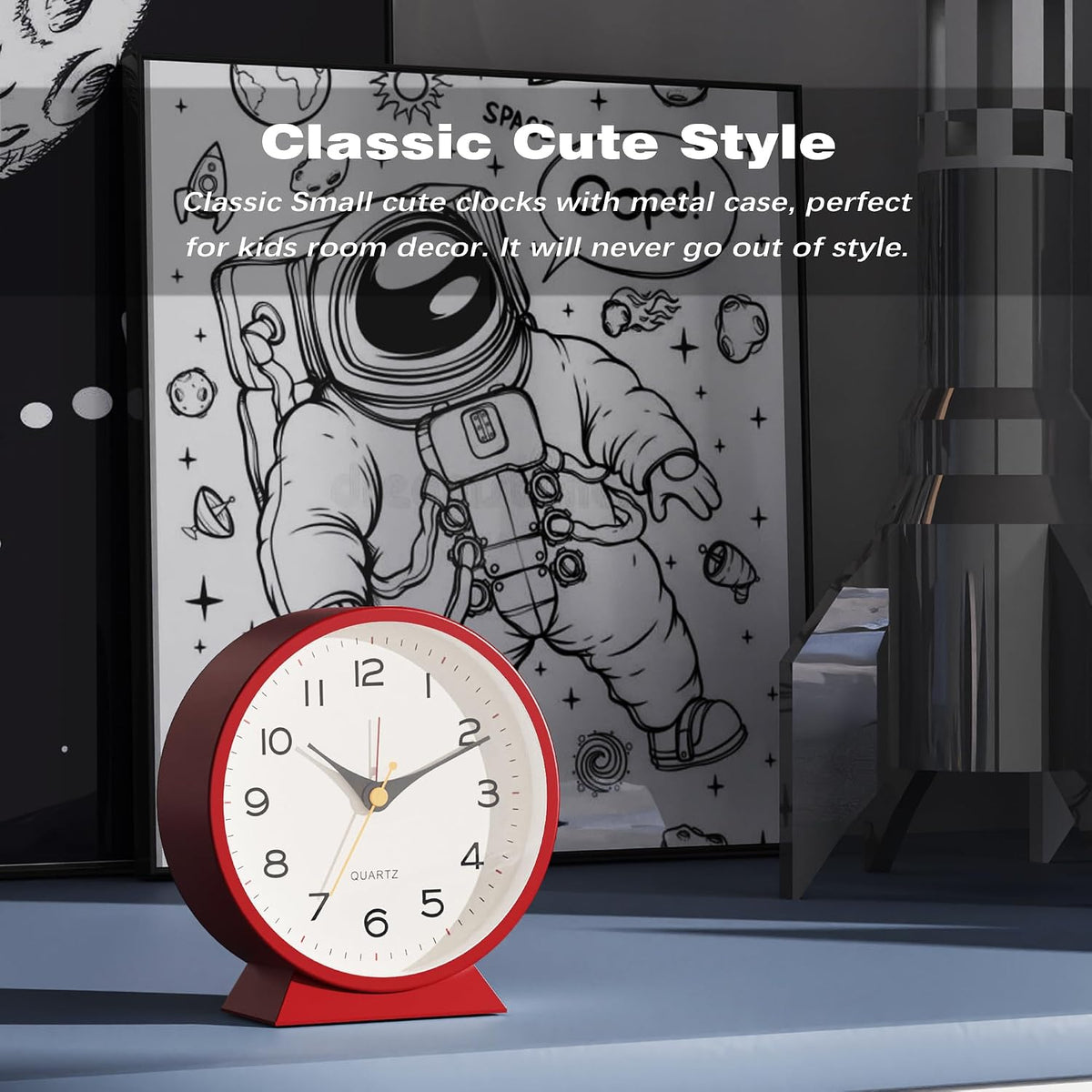 AYRELY® 4.5" Analog Alarm Clock, Small Retro Desk Clock and Table Clock