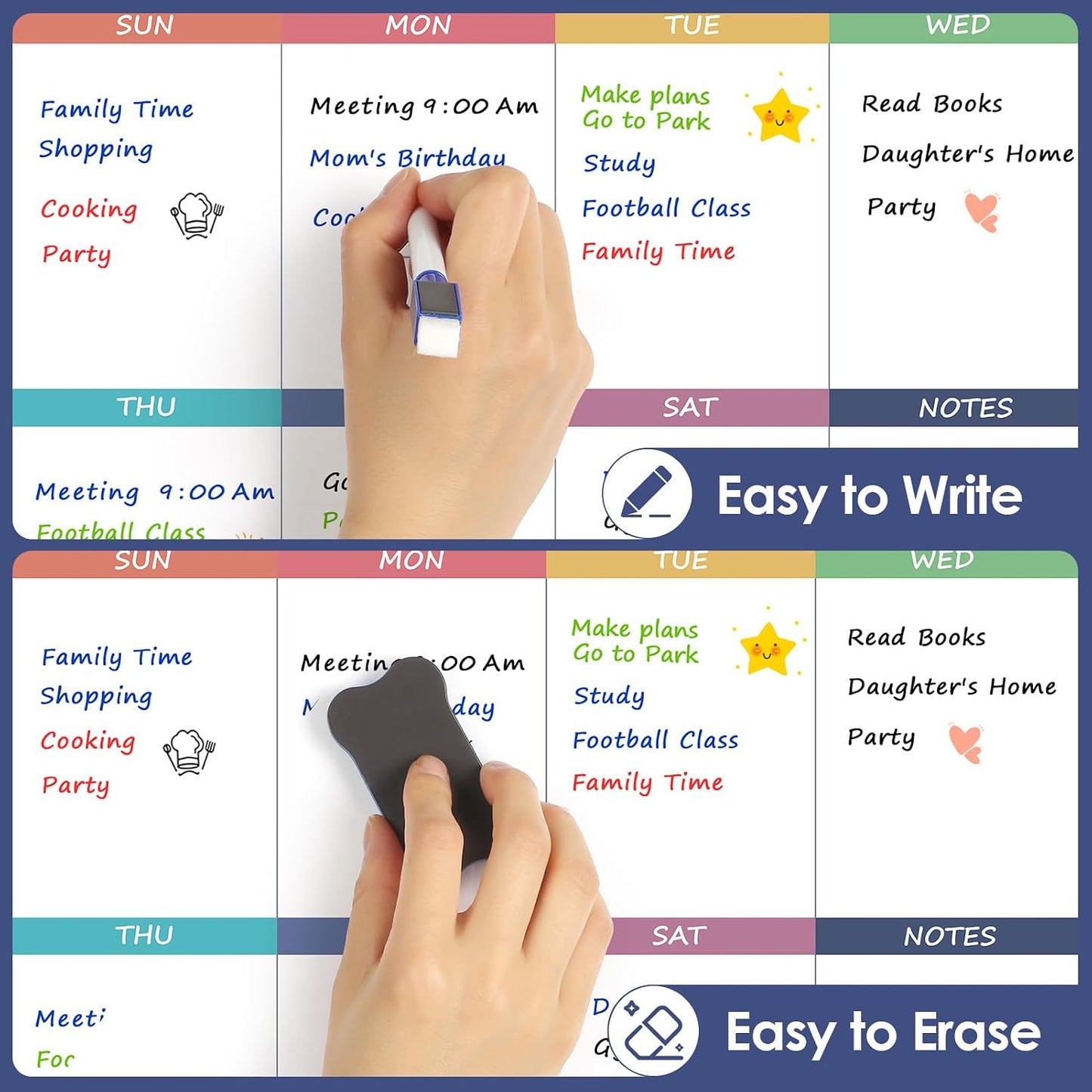 MaxGear Magnetic Dry Erase Calendar for Refrigerator 11"x14" Monthly&Weekly | Erasable Whiteboard Fridge Planner Chore Schedule to do List Magnet Board