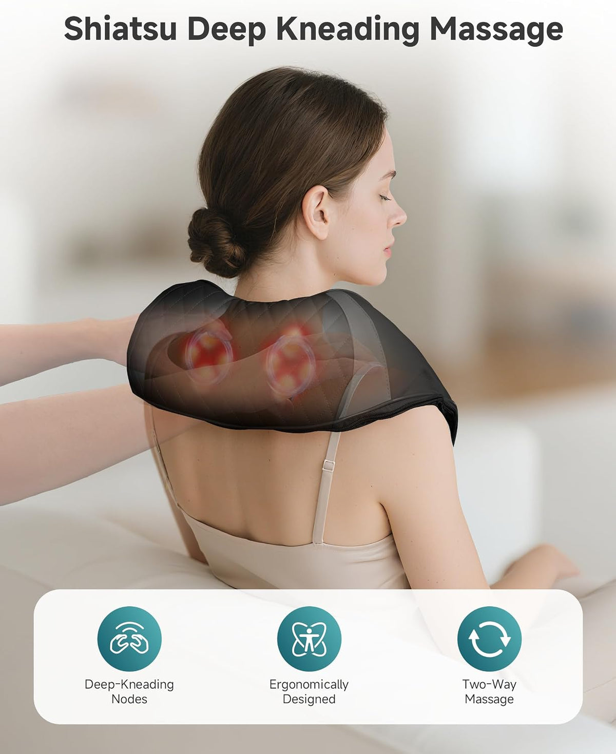 Shiatsu Neck & Shoulder Massager with Heat, Deep Tissue Back Massager