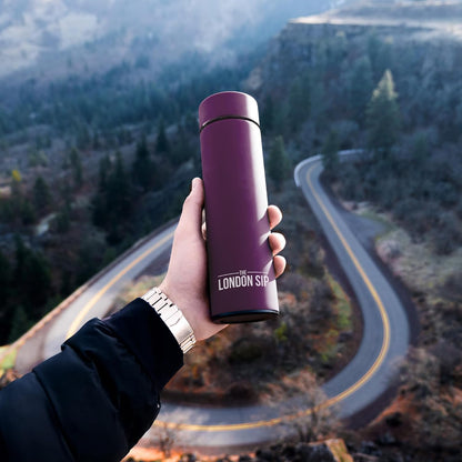 London Sip Multi-Purpose Tea Infuser Travel Mug and Tumbler Fruit Infuser Flask Hot and Cold Double Wall Stainless Steel Thermos with Extra-Long Infuser, Midnight Teal