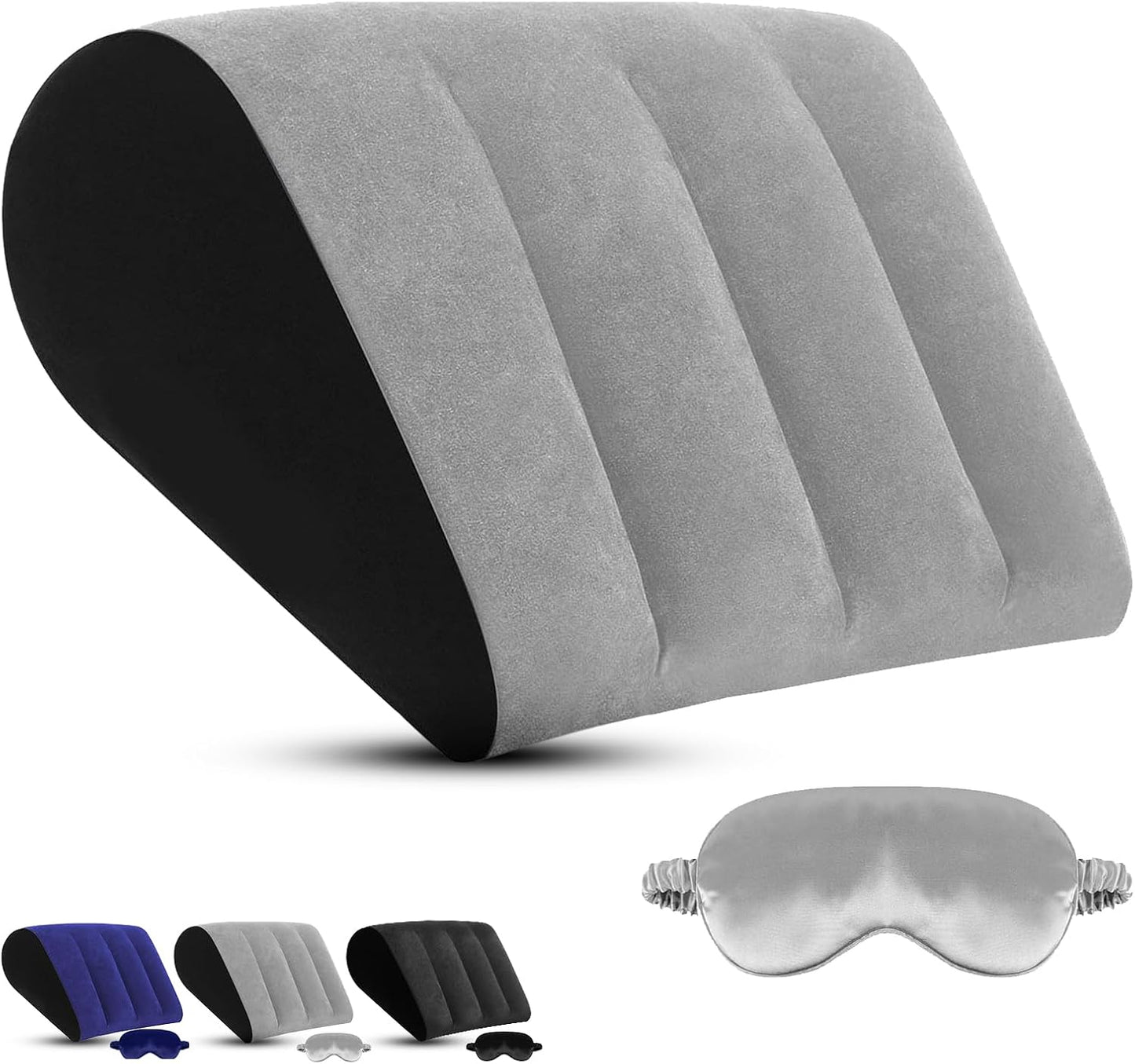 Inflatable Bed Wedge Pillow for Sleeping - Inflatable Wedge Pillow with Silk Eye Mask Set for Traveling,Leg Elevation,Back Support,Body Positioners,Lumbar Cushion for Post-Surgery Recovery,Camping Use
