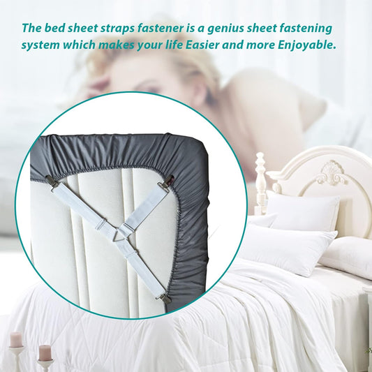 RayTour Bed Sheet Holder Straps 4 Pack - Elastic Sheet Keepers for Fitted Sheets