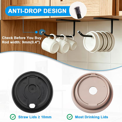 8 Pack Cabinet Door Organizer,No Drill Adhesive Metal Pot Lid Holder with 4 Storage Baskets &4 Tumbler Lid Holders,Rustproof Inside Cabinet Food Container Lid Storage Rack for Kitchen Pantry Bathroom