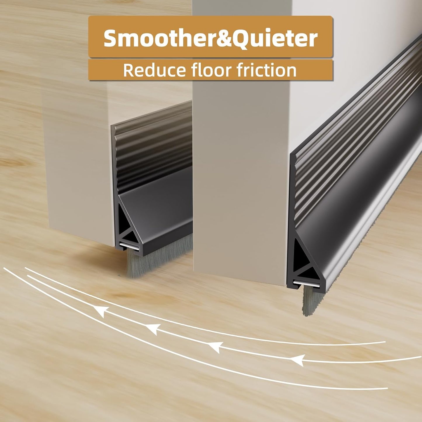 cuysfead 39" Door Draft Stopper for Bottom of Door with Brush,Strong Adhesive Under Door Sweep for Exterior & Interior,Soundproof Door Gap Filler Bottom Seal Dust Blocker and Noise Stopper,White