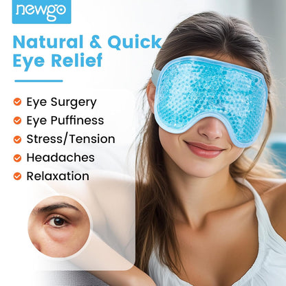 NEWGO Cooling Gel Eye Mask - Reusable Cold Pack for Puffy Eyes, Dark Circles, Migraine, Stress Relief - Purple With Soft Plush Backing