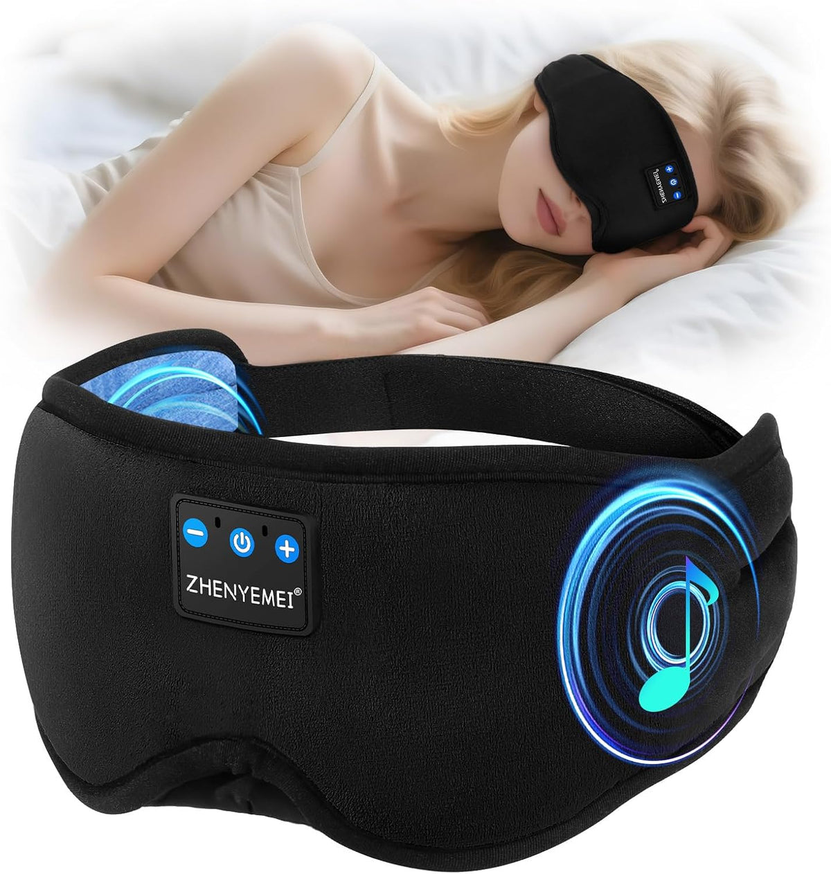 Sleep Mask with Bluetooth 5.4 Headphones, Removable 3D Eye Cups, Timing Sleeping Headphones for Side Sleepers, Wireless Music Eye Mask Speakers for Men, Women, Tech Gifts, Pink