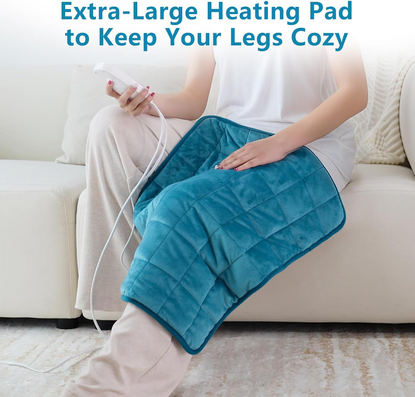 Comfytemp Weighted Heating Pad for Back & Period, FSA Eligible Electric Heat Pad, Birthday Gift for Women Men Mom Dad & Father Day Gifts, 2.2 lb HSA Neck Shoulder Heated Pad, 2H Auto-Off, 12x24, Blue