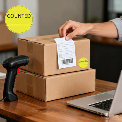Counted Stickers 2 Inch Counted Inventory Control Labels 500 Pcs Counted Shipping Labels Round Circle Counted Stickers for Round Adhesive Writable Inventory Control Shipping and Inventory (Green)
