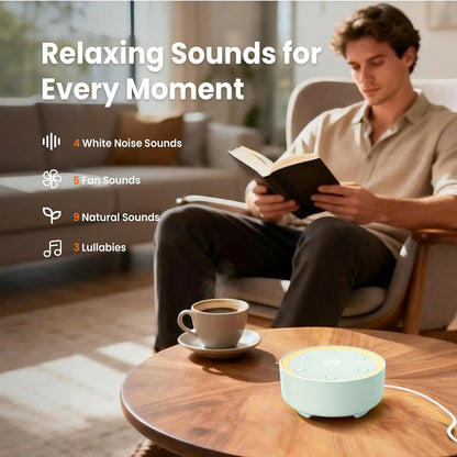 Kipcush White Noise Machine for Sleeping, Baby & Adults, High-Fidelity Non-Looping Sounds, Sleep Sound Machine with Dimmable Night Light, USB Powered, Memory Function, Home, Nursery & Travel
