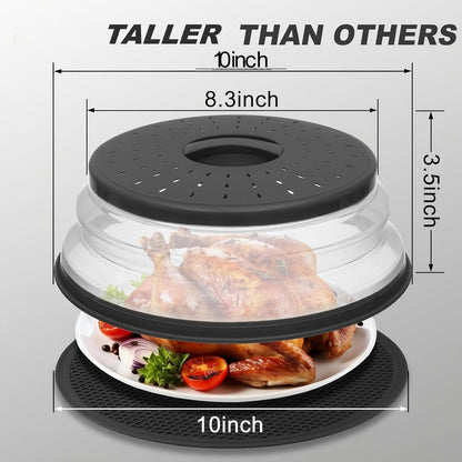 Collapsible Microwave Splatter Cover, Black, 10.5 inch