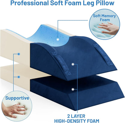 TranquilRelax Leg Elevation Pillow for After Surgery, Wedge Pillow, Grey | Single-leg design, adjustable height, U-shaped cradle, supportive memory foam, washable cover, leg elevation for swelling