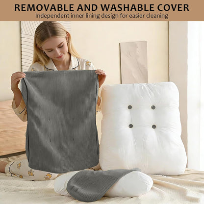 Wedge Pillow – Reading & Bed Rest Pillow for Sitting in Bed, Couch, or Floor, Multi-Purpose Headboard Wedge for Sleeping, After Surgery, Leg & Back Support, Neck Cushion & Washable Cover, Dark Gray