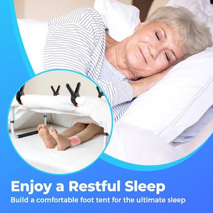 Blanket Lifter for Feet, Height Adjustable Non-Slip Blanket Lifters for Foot of Bed, Aluminum Alloy Blanket Support for Foot Knee Toes Leg Ankle Post Surgery Recovery, 4 Clips Included