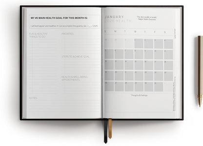 Self Care Journal 2026 - Stress Relief Happiness Wellness Planner 2026 - Food, Fitness, Mental Health Wellness Journal Self Care Planner 2026 - Self Love Positivity Gratitude Journal for Women and Men (Blue)
