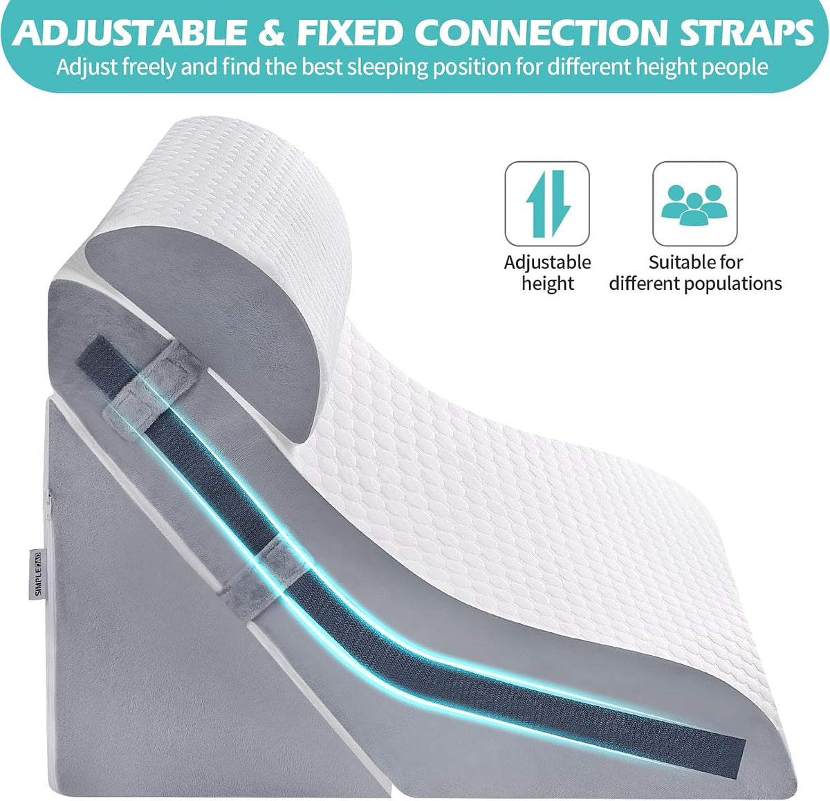 Simpledad Wedge Pillow for Sleeping, Orthopedic Bed Wedge Pillow Set