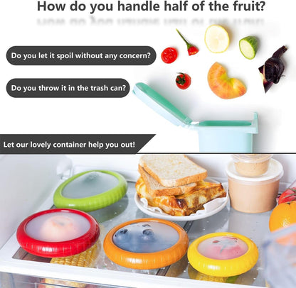 Silicone Fruit and Vegetable Anti-Oxidation Storage Box, Fresh Pods For Storage, Avocado Saver For Fridge, Set of 4 Reusable Storage Containers for Fridge, Fresh Pods