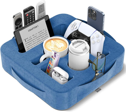 Couch Cup Holder Pillow, Sofa and Bed Caddy for iPad, Kindle, Switch, Game Controller, Remotes, Phones, Small-Sized Cup & Drink Holder for Couch, Bed, Desk, Car, Beach, Bathroom Cup Holder