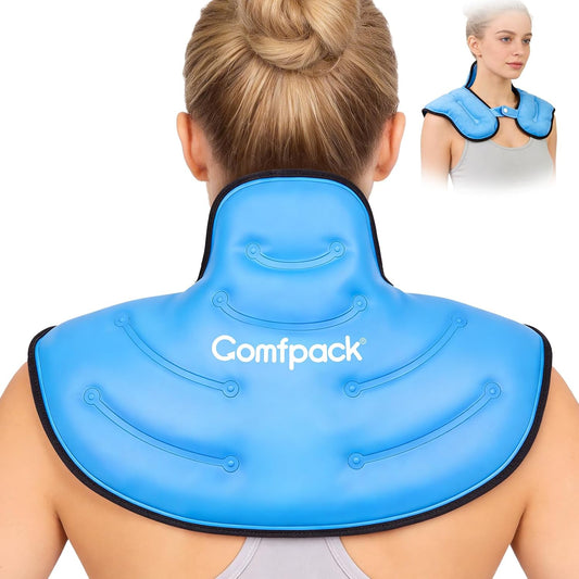 Comfpack Ice Pack for Neck and Shoulder Pain Relief, Large Neck Ice Pack Wrap with Ultra-Soft Plush Lining, Reusable Cold Compress Therapy for Cervical Injuries, Surgery, Post-Workout Recovery Gifts