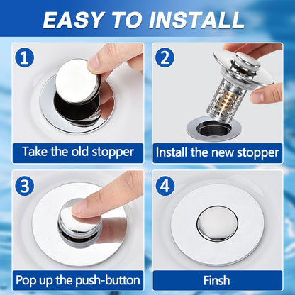 Bathroom Sink Drain Strainer, Pop-up Sink Drain Strainer with Removable Stainless Steel Strainer Basket Hair Catcher, Bathroom Sink Strainer for Bathroom Sink Stopper Replacement(1PCS)