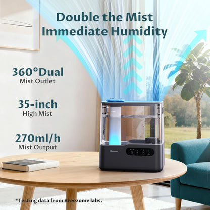 BREEZOME 5L Cool Mist Humidifier for Bedroom 7-Color Mood Light Quiet 25dB