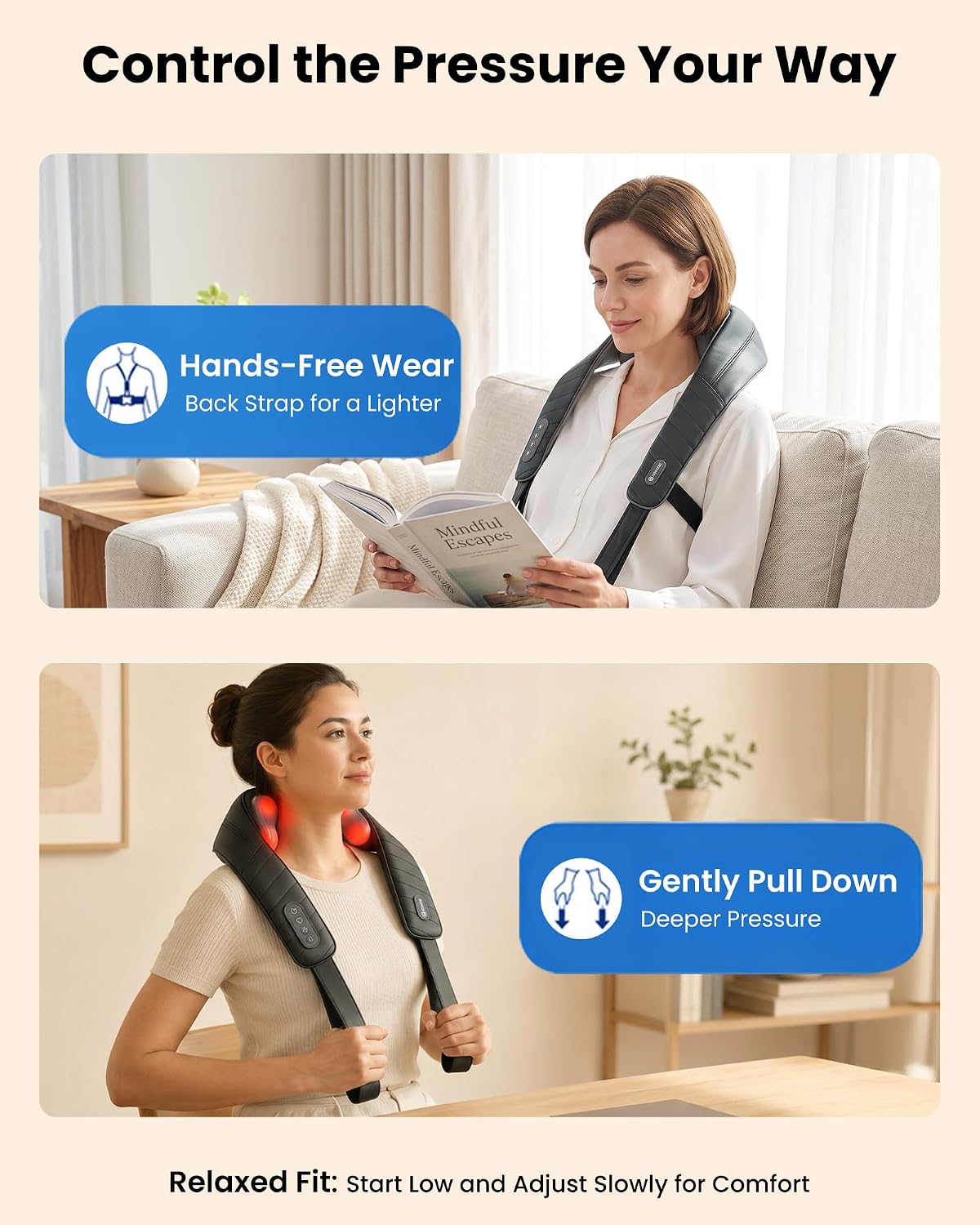 COMFIER Shiatsu Neck and Shoulder Massager with Heat,White Elephant Gifts for Adults,4D Deep Kneading Massage Pillow with Heat, Back Massager, Pillow Massage,Jet Black