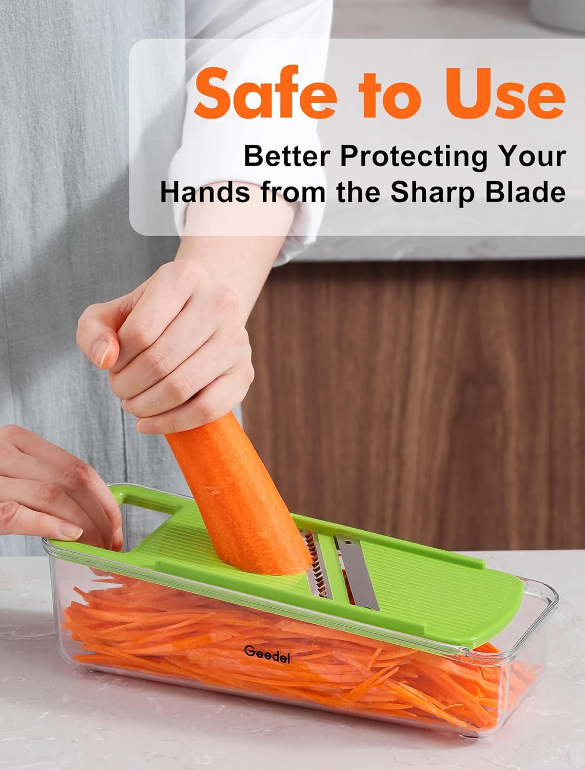 Geedel Professional Mandoline Slicer for Kitchen, Multi Purpose Vegetable Slicer Cutter, Vegetable Cutter Onion Cutter for Veggie Fruit Cheese | Slice, Shred & Julienne, Sharp Stainless Steel Blades, Dishwasher Safe, No BPA, Safety Hand Guard, For