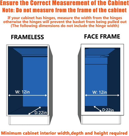 ROOMTEC Pull Out Cabinet Organizer, Pull Out Shelves 5½" W x 21½" D, Heavy Duty Cabinet Drawers Slide Out Kitchen Organizers Storage Shelf