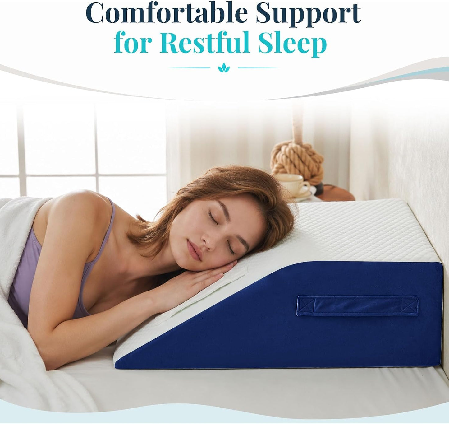 Yojoker Leg Elevation Pillow Blood Circulation, Memory Foam Wedge Pillow for Legs Swelling, Leg Elevation Pillows for After Surgery, Knee Wedge Pillow for Sleeping Back Hip Ankles Relief White/Grey