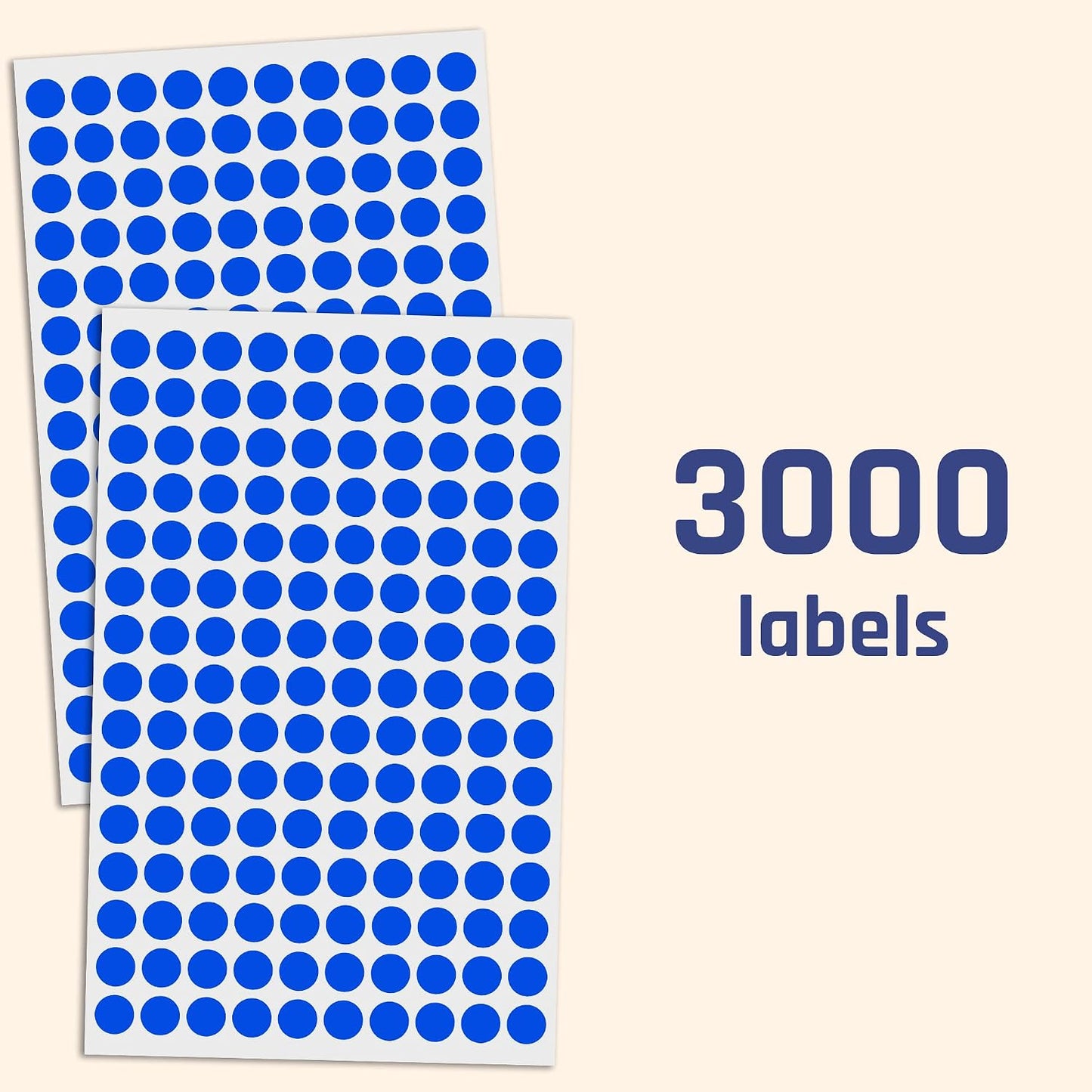 3000 Pieces, Small Colored Dot Round Stickers Labels - 10 Colors, 0.375"