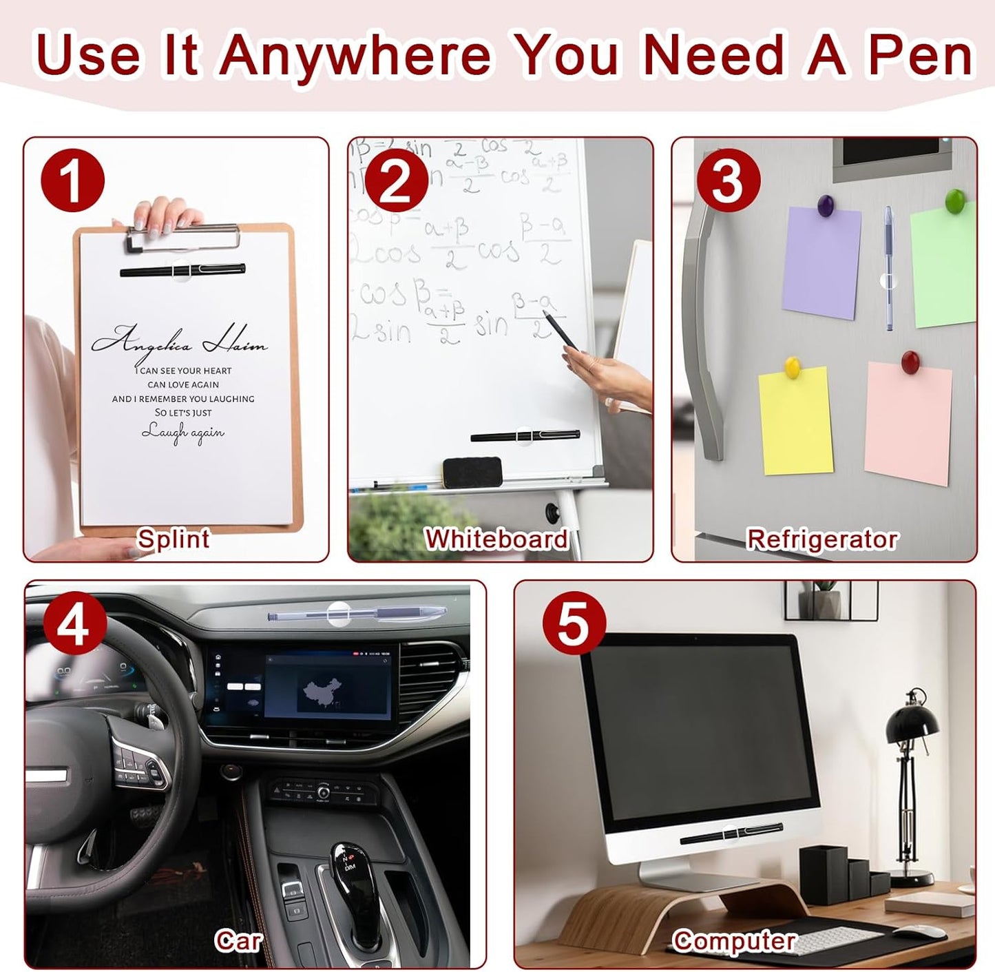 Jeffdad 4 Pcs Silicone Magnetic Pen Pencil Holder, Multicolor, 569778 3 DWxwy9Q9m