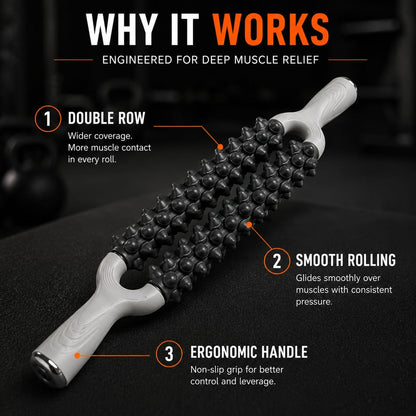 Muscle Roller Stick for Muscle Recovery, Double Row Massage Roller