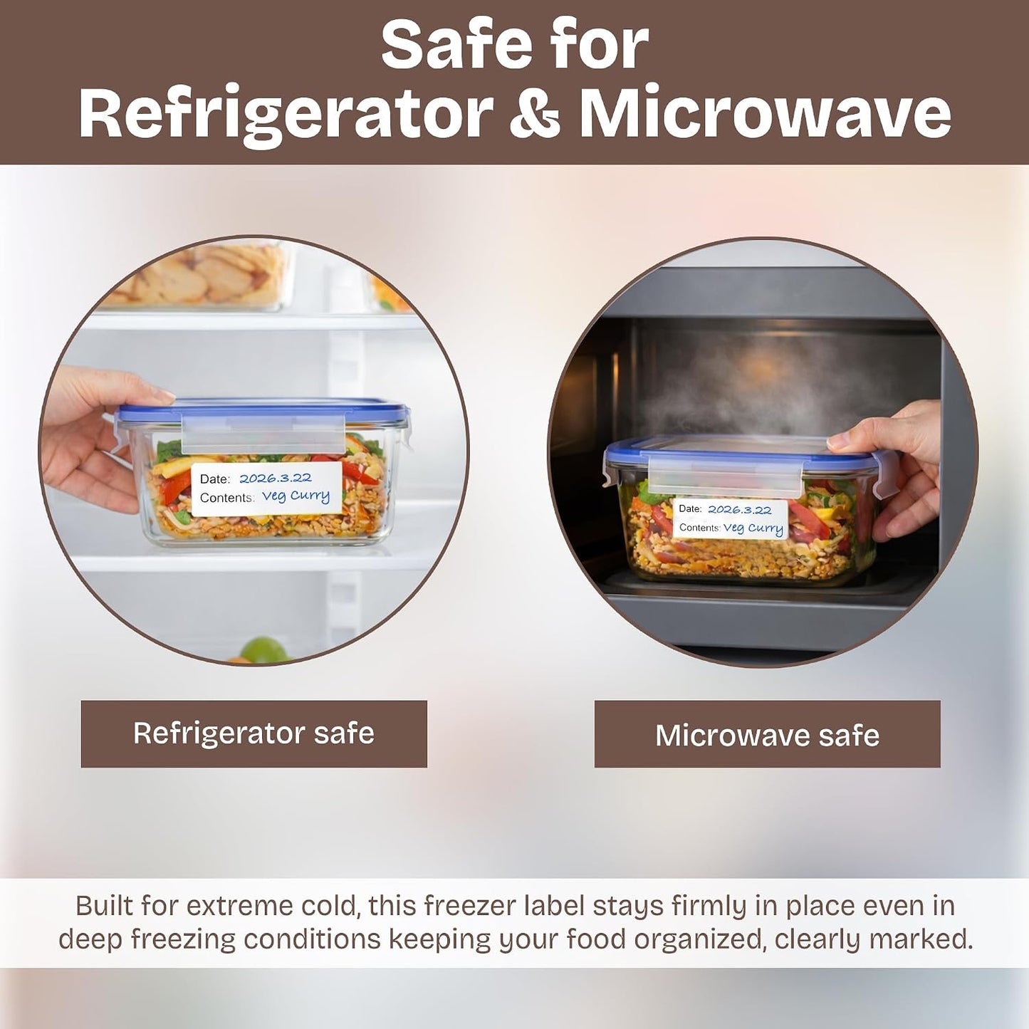 Freezer Labels 500pcs 1 x 3 in, Waterproof Easy Peel | Removable, Oil & water resistant, no residue, write-on surface, for freezer bags, jars, containers, meal prep & kitchen use