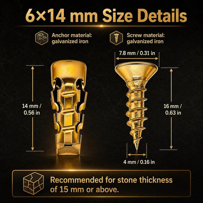 6×14mm Short Expansion Screw Set,Door Hinge Thread Repair Screws,Wall Anchors Screws Fit 6mm Holes for Tile Stone Wood Door,30PCS
