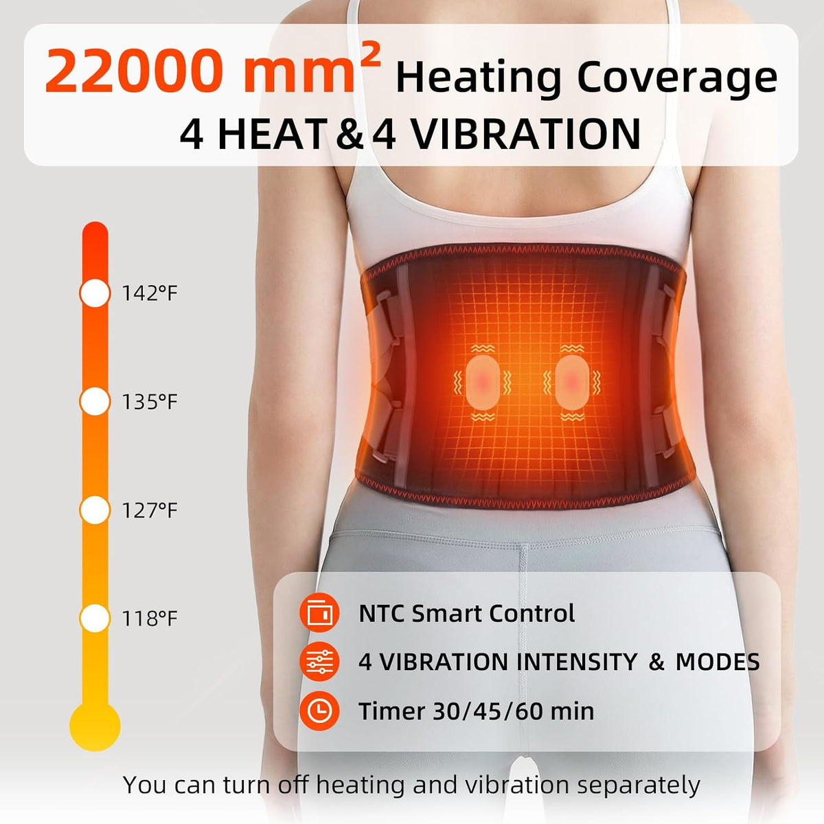 Cordless Heating Massage Belt for Lower Back Soothe Discomfort - 5000mAh Adjustable Heat Therapy Wrap with 4 Vibration Modes - Portable Heating Pad for Muscle Relaxation, Ideal Gift for Men & Women