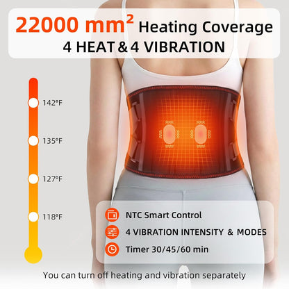 Cordless Heating Massage Belt for Lower Back Soothe Discomfort - 5000mAh Adjustable Heat Therapy Wrap with 4 Vibration Modes - Portable Heating Pad for Muscle Relaxation, Ideal Gift for Men & Women