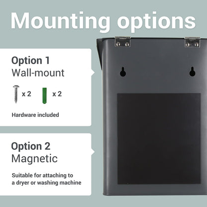 Magnetic Lint Bin, 2.5L Capacity, Stormy Gray, Wall Mounted, Satisfaction Guarantee