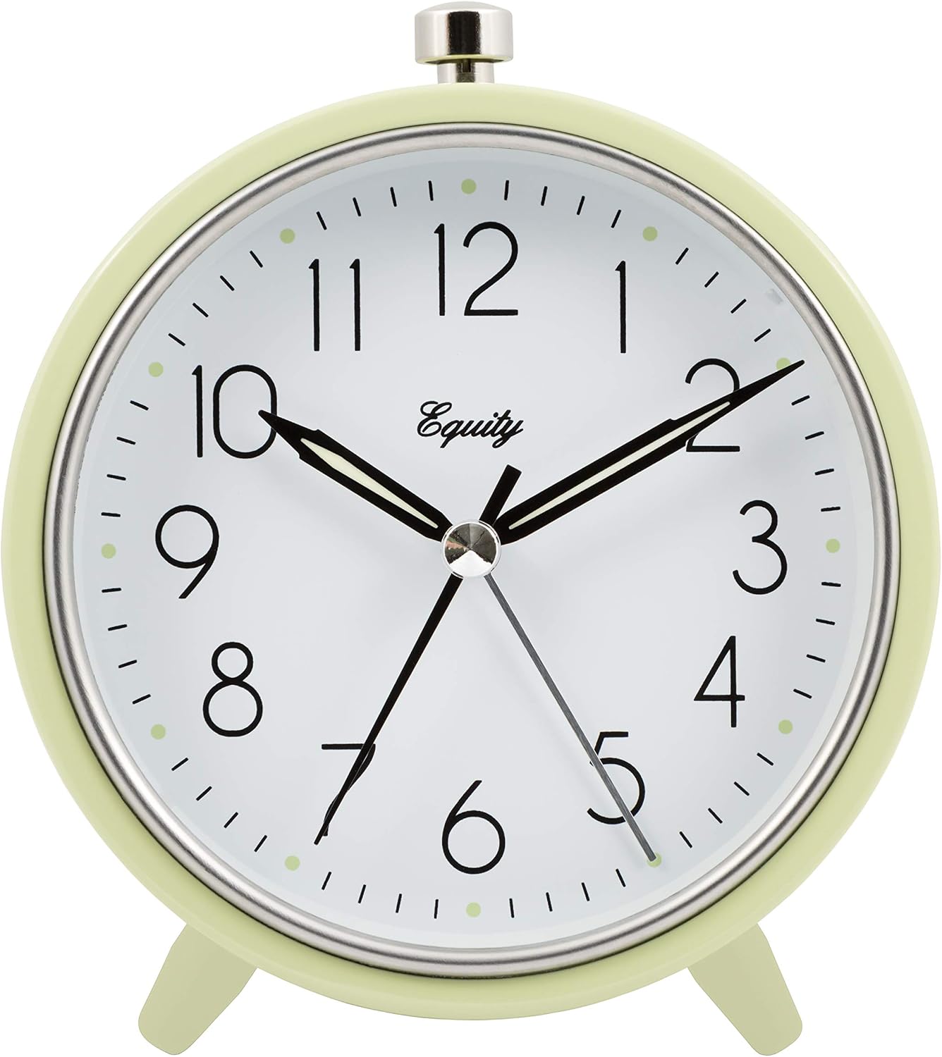 Equity 5" Silent Sweeping Quartz Metal Alarm Clock-Light Green (Model 20090)