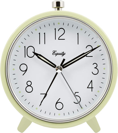 Equity 5" Silent Sweeping Quartz Metal Alarm Clock-Light Green (Model 20090)