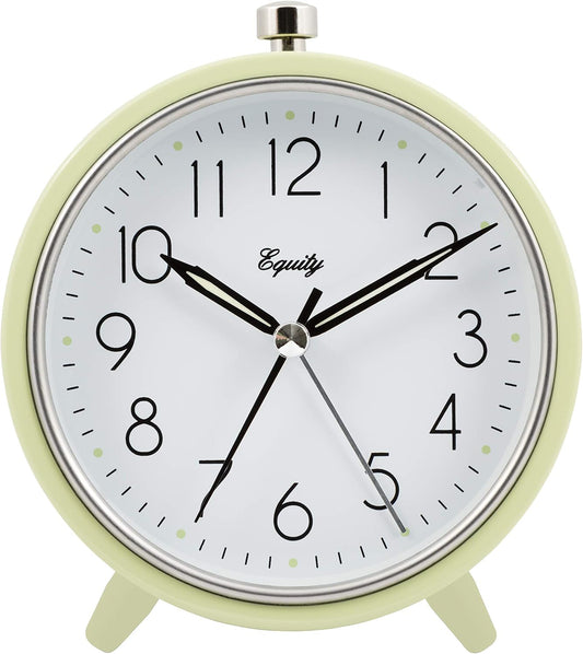 Equity 5" Silent Sweeping Quartz Metal Alarm Clock-Light Green (Model 20090)