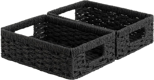 StorageWorks Wicker Baskets, Wicker Storage Baskets for Shelves, 2-Pack | Hyacinth Wicker Baskets for Storage, Woven Baskets for Organizing, Woven Baskets for Storage, Pantry Organizers and Storage